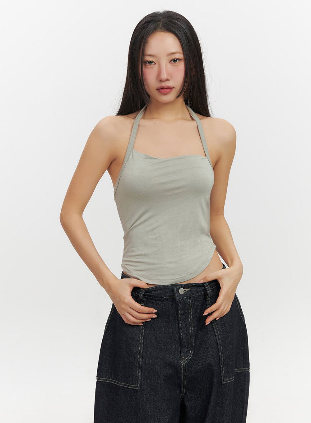 Essential Halter-Neck Crop Cami Top IF510