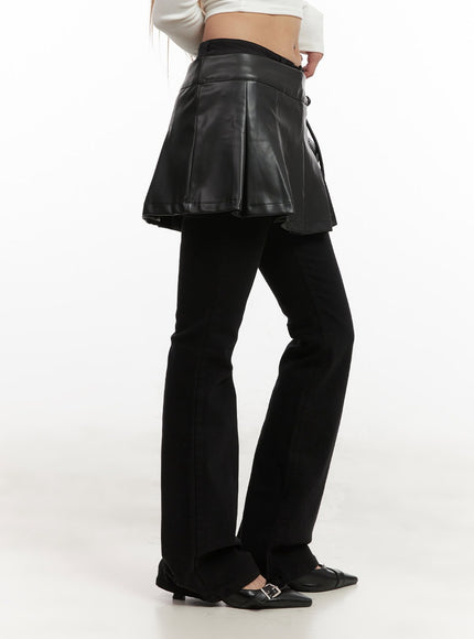 faux-leather-pleated-wrap-mini-skirt-cj508