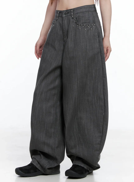 Ann Rhinestone Wide‑Leg Jeans CS501