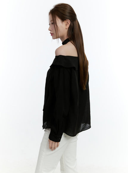 Elegant Off-Shoulder Choker Blouse CF504