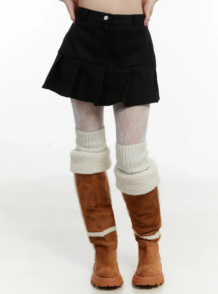 Fleece Pleated Mini Skirt IJ516