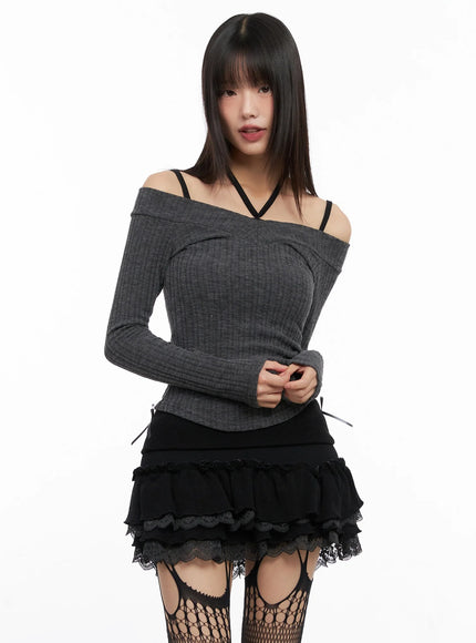 Off-Shoulder V-Neck Top IN503