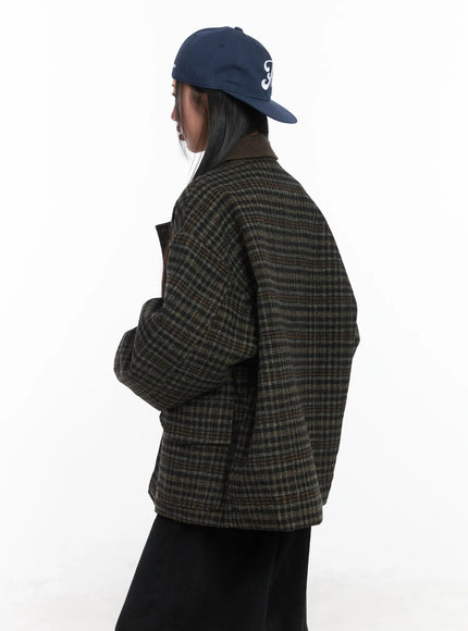 plaid-pocket-collar-jacket-cd529