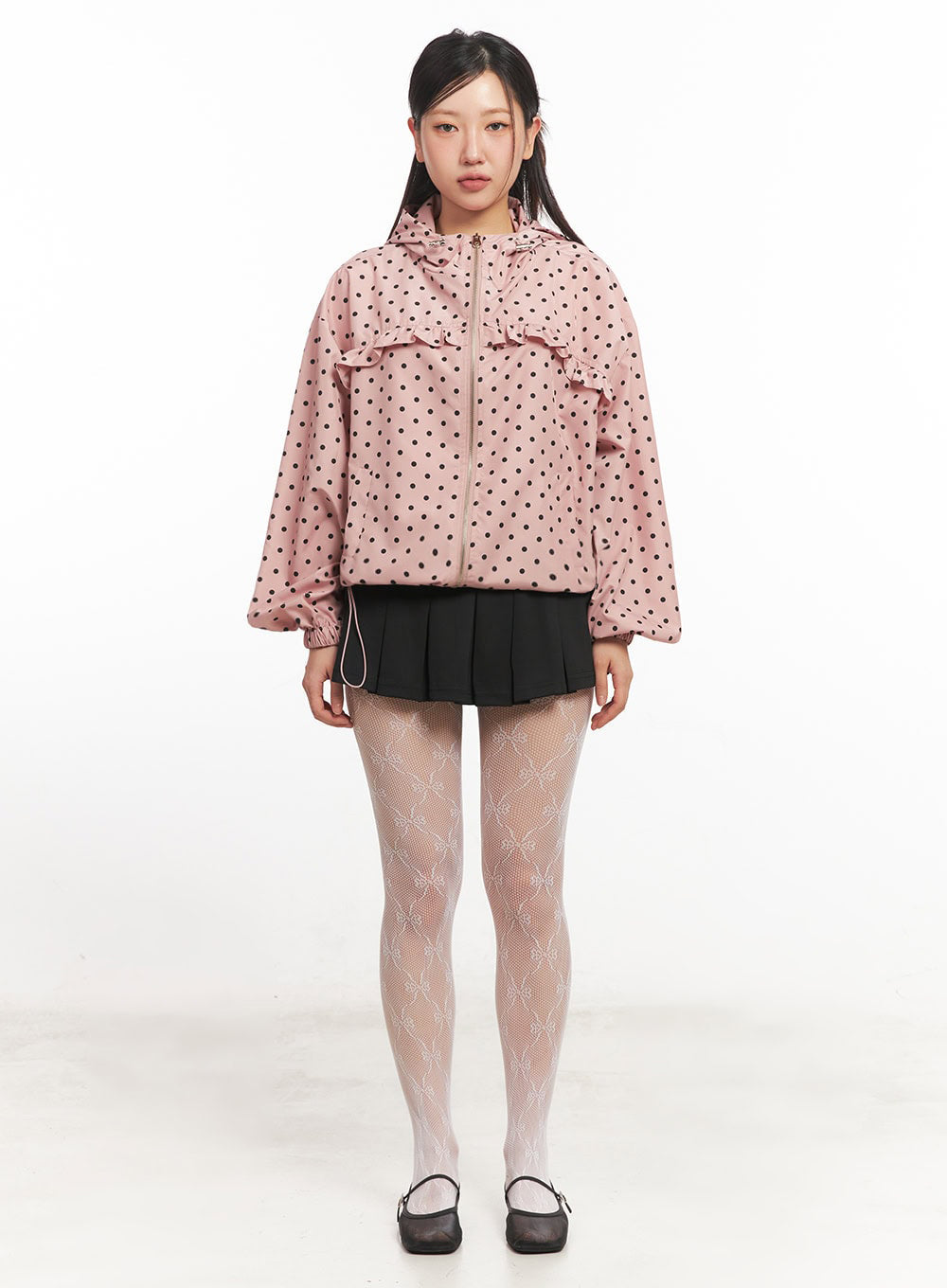 polka-dot-hooded-nylon-jacket-ia525