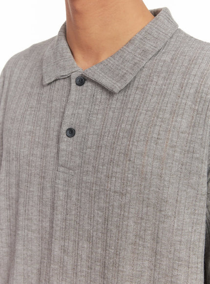 Men's Loose-Fit Collared Ribbed T-Shirt IA510