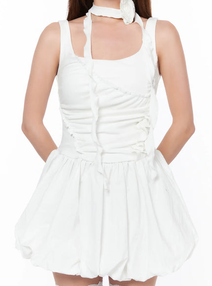 Shirred Pumpkin Mini Dress CA514