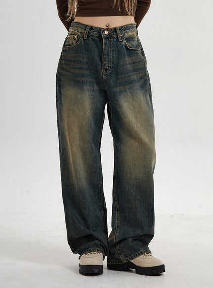 Vintage Washing Wide Leg Denim Pants CN14