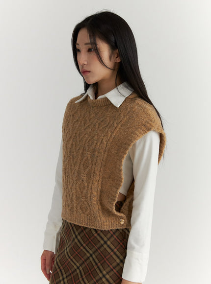 recycled-polyester-cable-knit-sweater-vest-cd314