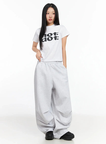 Polka Dot Graphic Crop Top IA507