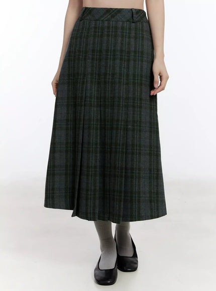 Plaid A-Line Midi Skirt ID526