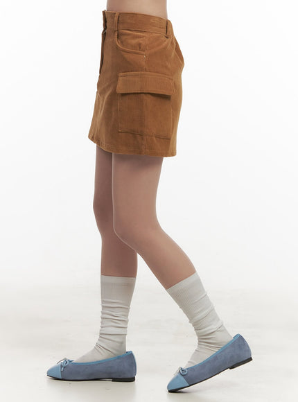 Corduroy Cargo Mini Skirt IJ510