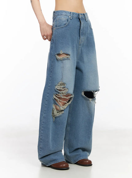 Lylah Ripped Wide Leg Jeans CM517