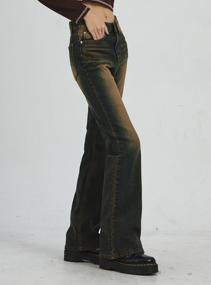 Vintage Washing Bootcut Jeans CD02