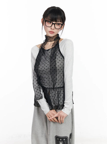polka-dot-sheer-tank-top-and-scarf-cf518