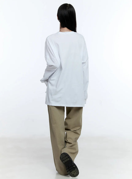 Oversized Graphic Print Long Sleeve Tee CG513