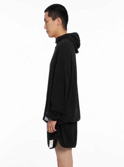 Men's Logo Detail Long Sleeve Hoodie IS502