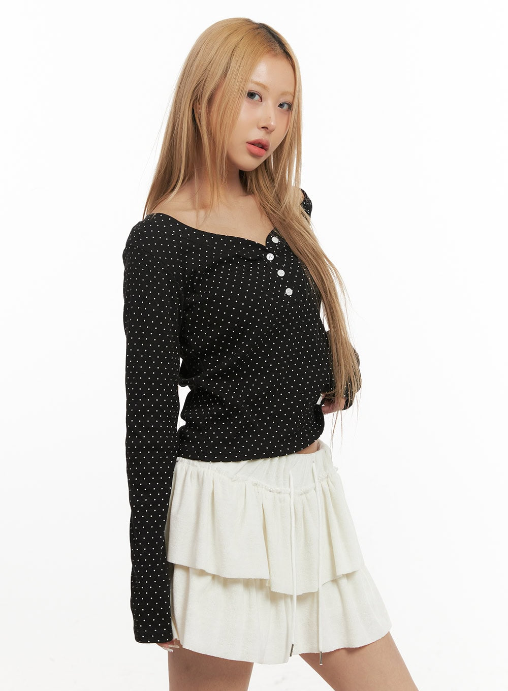 Long Sleeve Polka Dot Top CJ508