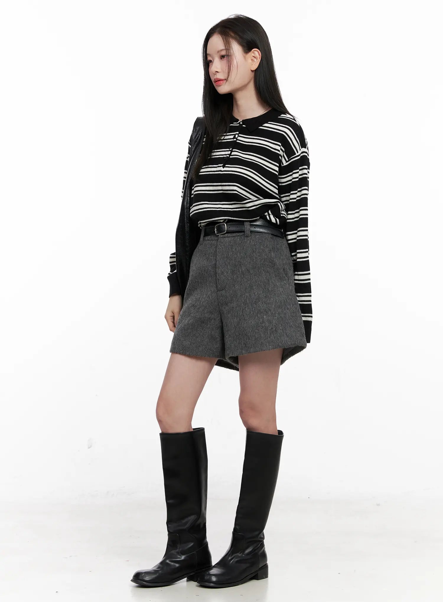Striped Henley Neck Knit CN504