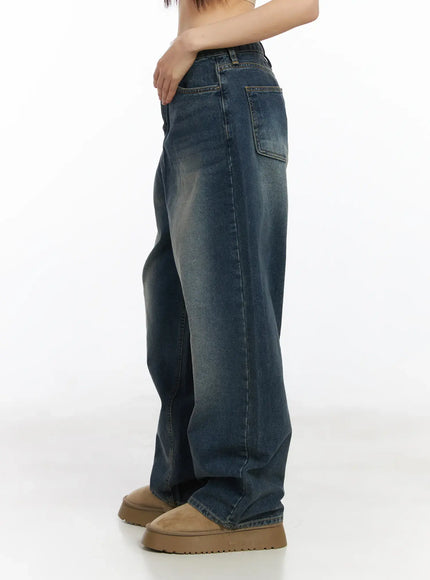 Eliza Fleece-Lined Washed Wide Leg Jeans CD518