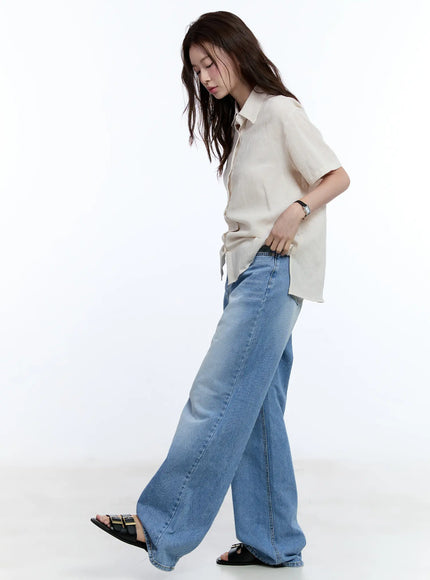 Linen Short-Sleeve Collared CU513