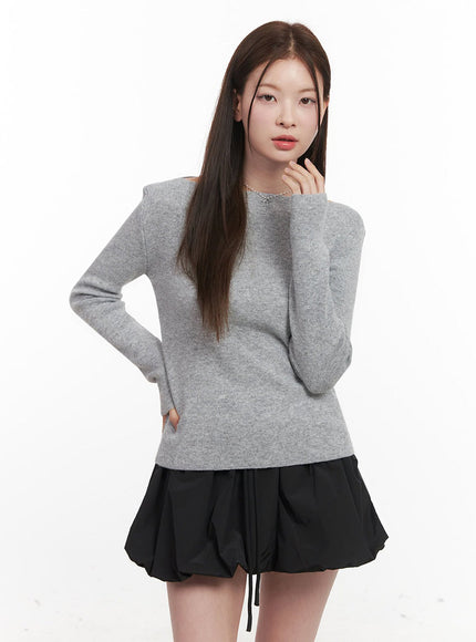 Elegant Boat-Neck Knit Sweater IJ530