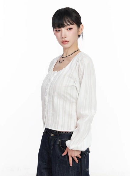 lace-button-front-square-neck-blouse-cf518