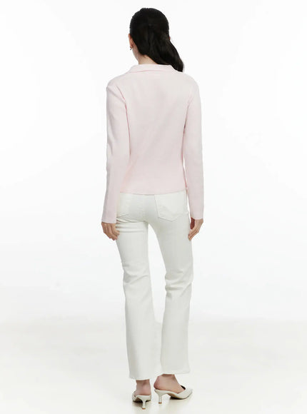 High-Waist Bootcut Cotton Pants F502