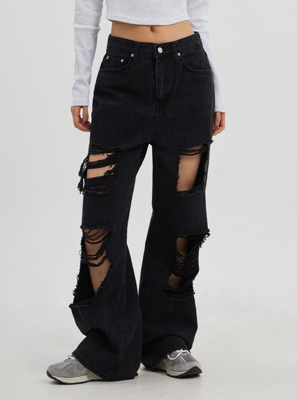 Ripped Wide Leg Jeans CJ319