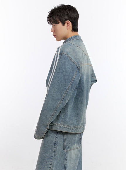 Men's Denim Zip-Up Track Jacket IF528