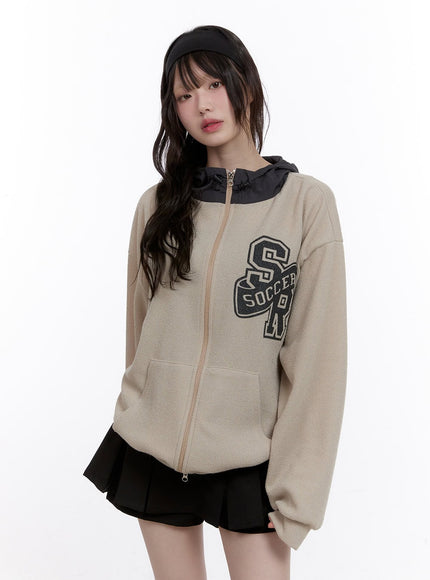 Zip-Up Graphic Sweatshirt with Hood CF512