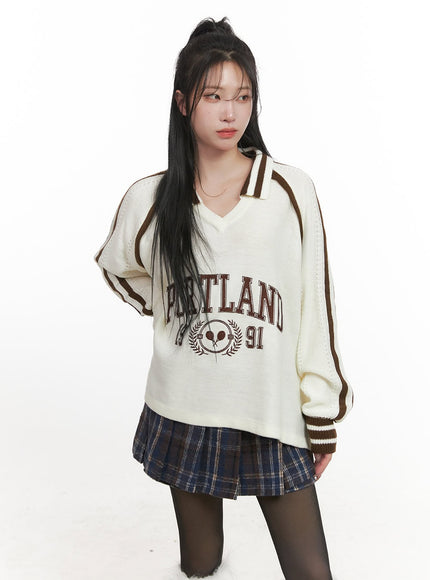 Portland Embroidered Collared Sweater CJ516