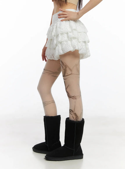 Floral Lace Ruffle Mini Skirt CD518