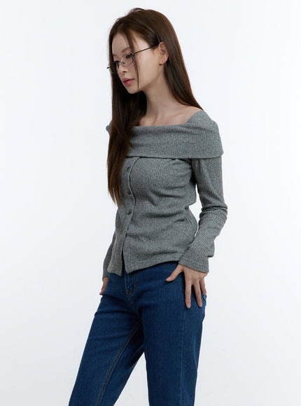 Cozy Buttoned Ribbed Sweater CF504