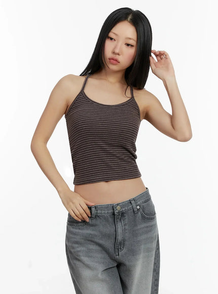 Striped Halter Neck Tank Top ID526