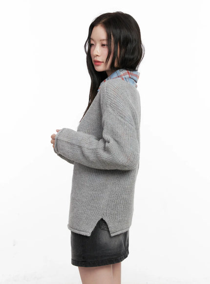 Oversized Boat Neck Knit Sweater CN504