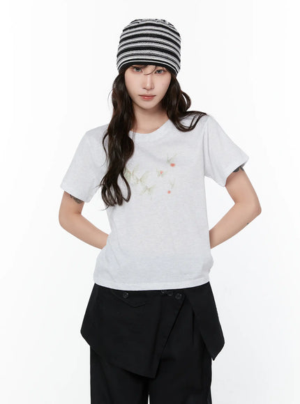 butterfly-graphic-cropped-t-shirt-cy514 / Light gray