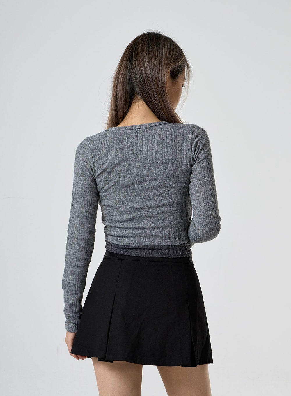 Lace Up Ribbed Crop Cardigan CG25