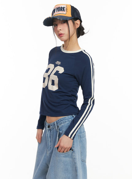 Casual Long-Sleeve Track Crop Top CM503