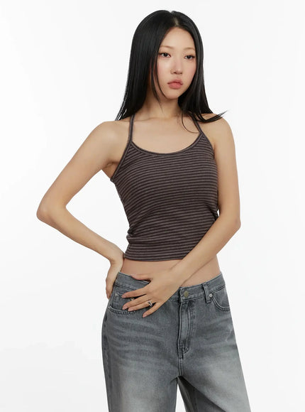 Striped Halter Neck Tank Top ID526