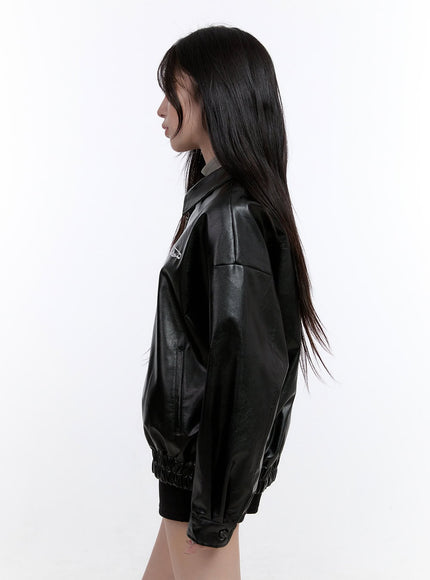 embroidered-zip-up-faux-leather-jacket-co418