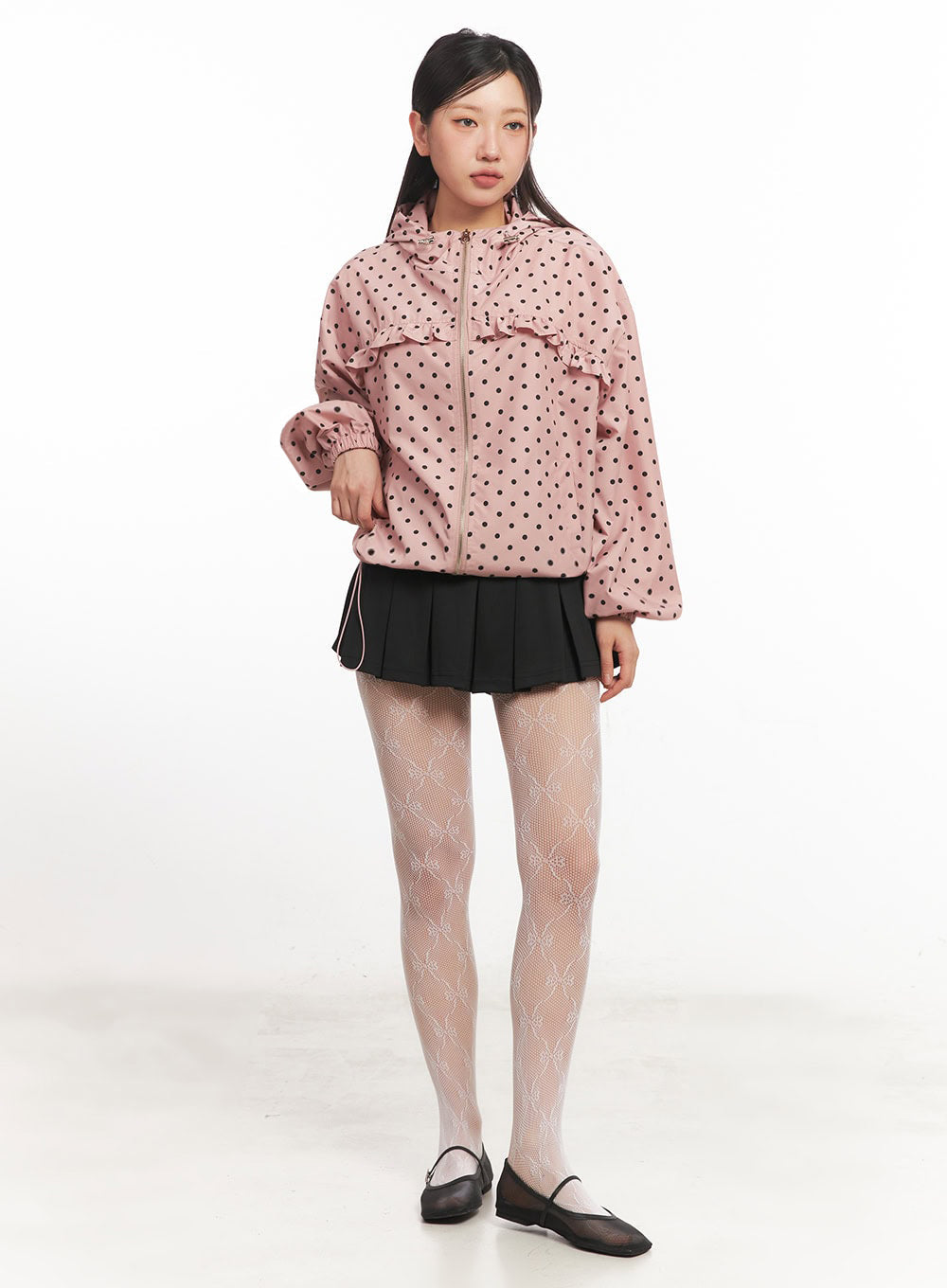 polka-dot-hooded-nylon-jacket-ia525