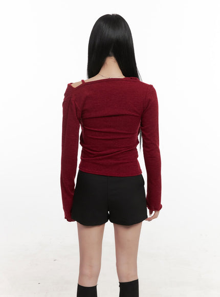 Shirred One-Shoulder Slim-Fit Top CJ516