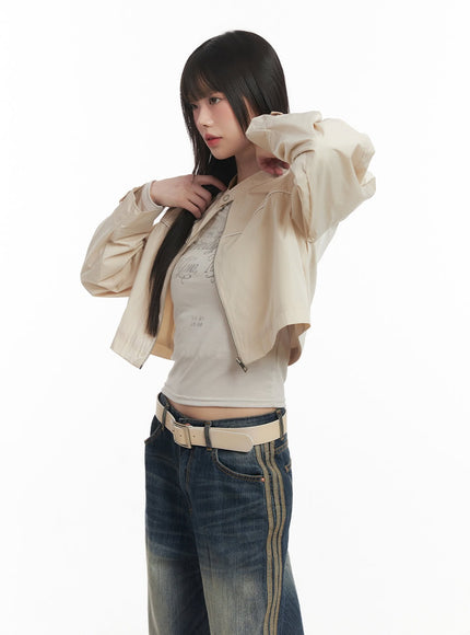 Nylon Zip-Up Cropped Jacket CF518