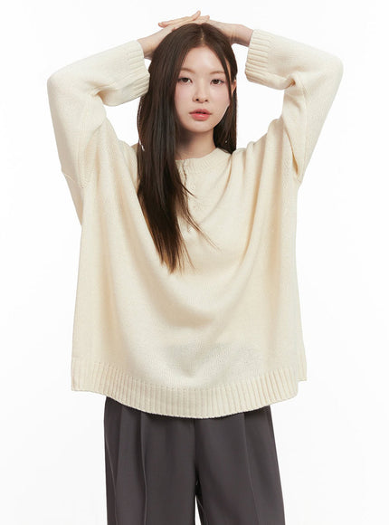 Oversized Half-Button Sweater IJ527