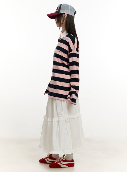 Ribbon Detail Tiered Maxi Skirt CM514