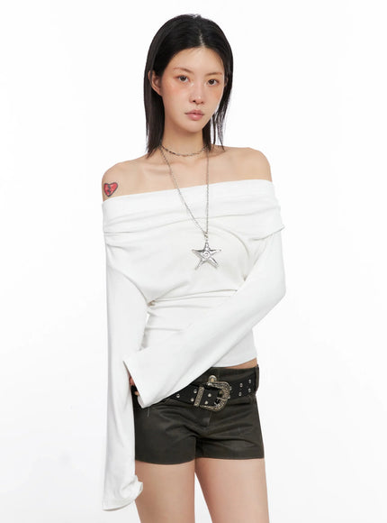 Draped Off Shoulder Top IS508