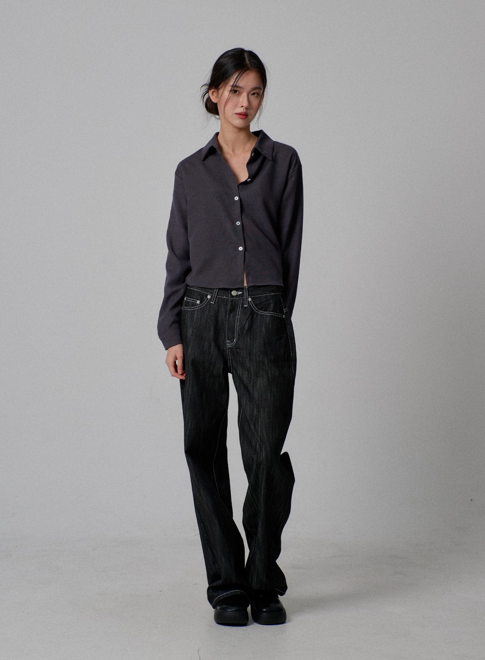 Dark Wash Baggy Jeans IJ313