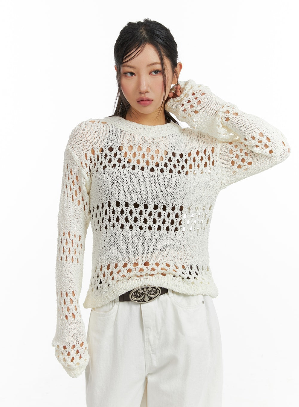 round-neck-hollow-out-knit-sweater-cm408