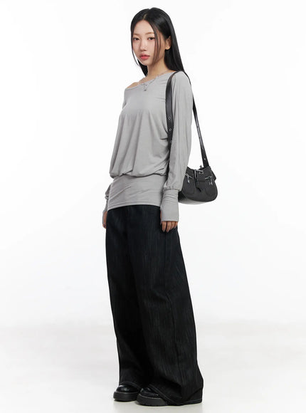 asymmetric-button-detail-off-shoulder-long-sleeve-top-cj530