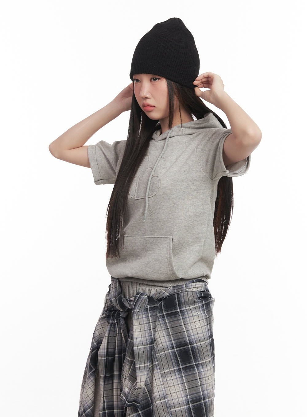 Heart Patched Puff Short-Sleeve Hoodie CM528